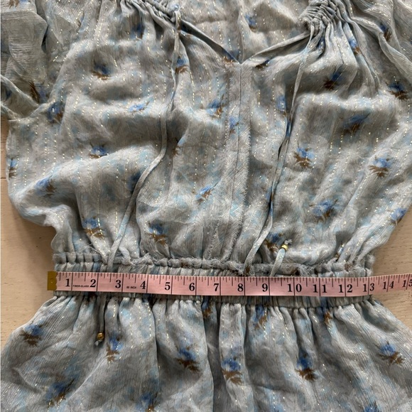 LoveShackFancy Popover Floral Silk Mini Dress metallic Size M - Picture 6 of 7